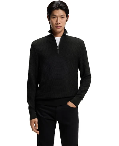 Boss by Hugo Boss Men's Quarter Zip Cotton Sweater