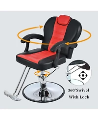 Streamdale Furniture Reclining Barber Chair with Hydraulic Pump and 360