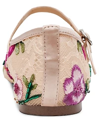 Betsey Johnson Women's Nova Embroidered Mesh Mary Jane Flats