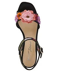 Betsey Johnson Women's Blare Floral Applique Block Heel Sandals