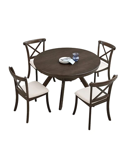 Streamdale Furniture Mid-Century Modern Wood Dining Set (Table + 4 Chairs
