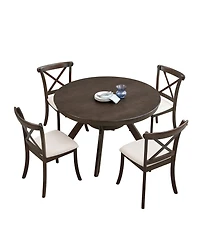 Streamdale Furniture Mid-Century Modern Wood Dining Set (Table + 4 Chairs