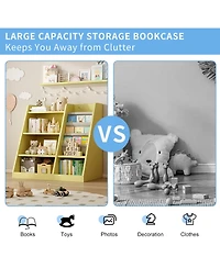 Streamdale Furniture Kids Wooden Bookcase Organizer Adjustable Shelf, Sling Book Rack, for Playroom, School, Nursery