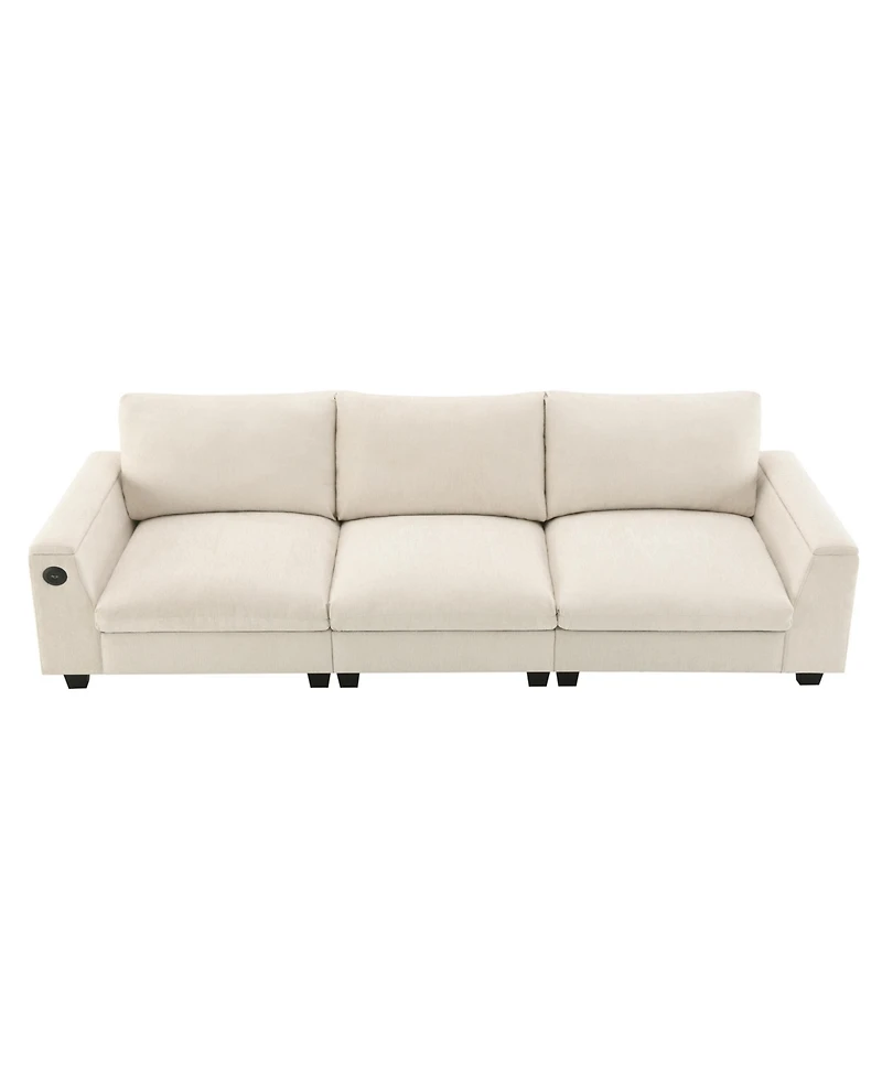 Streamdale Chenille Sectional Sofa with Drop Down Table & Bluetooth (96" L x 35" W)