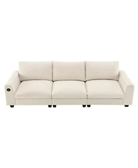 Streamdale Chenille Sectional Sofa with Drop Down Table & Bluetooth (96" L x 35" W)