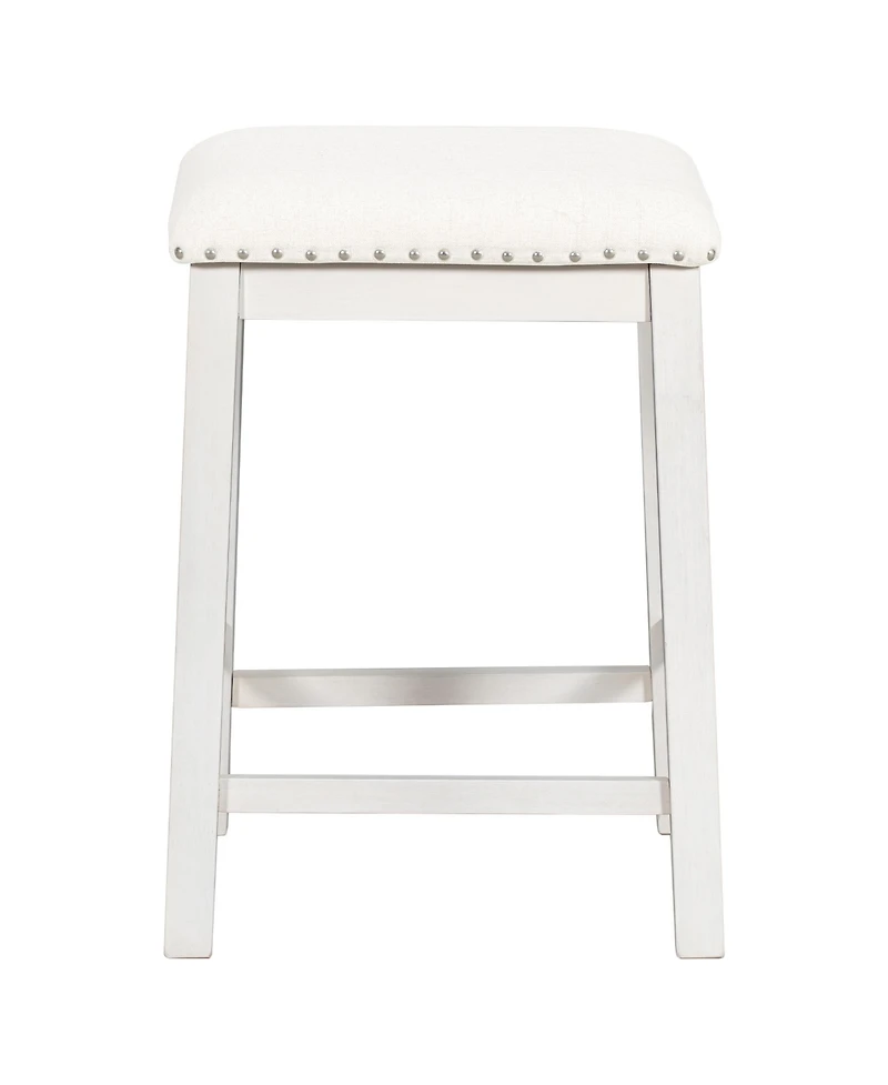 Streamdale 5 Pieces Counter Height Rustic Farmhouse Dining Room Wooden Bar Table Set with 2 stools and 2 Chairs, White