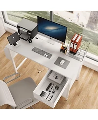 Streamdale Furniture 47" Office Desk with Power Outlet, Storage, and Reversible Design