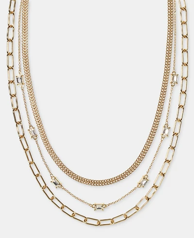 On 34th Gold-Tone Multi Strand Mixed Chain Layered Necklace, 16" + 3" extender, Macy's Exclusive