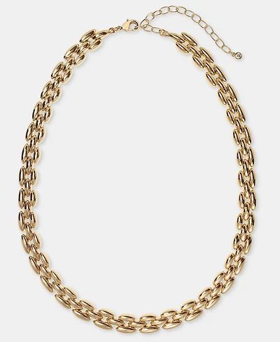 On 34th Gold-Tone Panther Link Collar Necklace, 16" + 3" extender, Macy's Exclusive