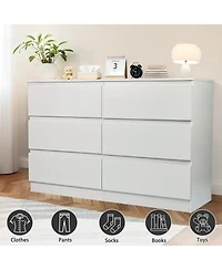 Streamdale Furniture 6 Drawer White Dresser - Modern Bedroom Storage Cabinet