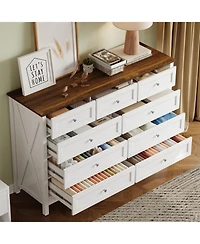 Streamdale Furniture Rustic White 9-Drawer Dresser