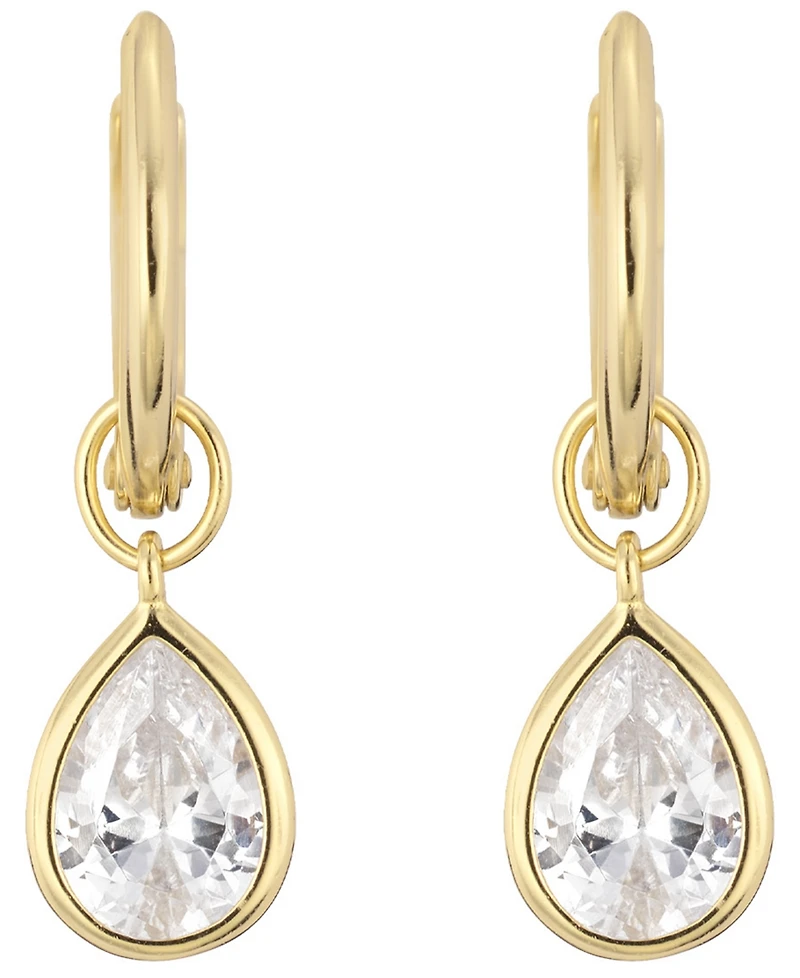 Macy's Cubic Zirconia Pear Drop Huggie Hoop Earrings