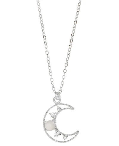 Macy's Cubic Zirconia & Simulated Opal Moon Pendant Necklace