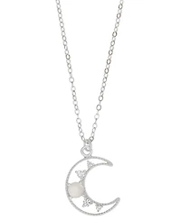 Macy's Cubic Zirconia & Simulated Opal Moon Pendant Necklace