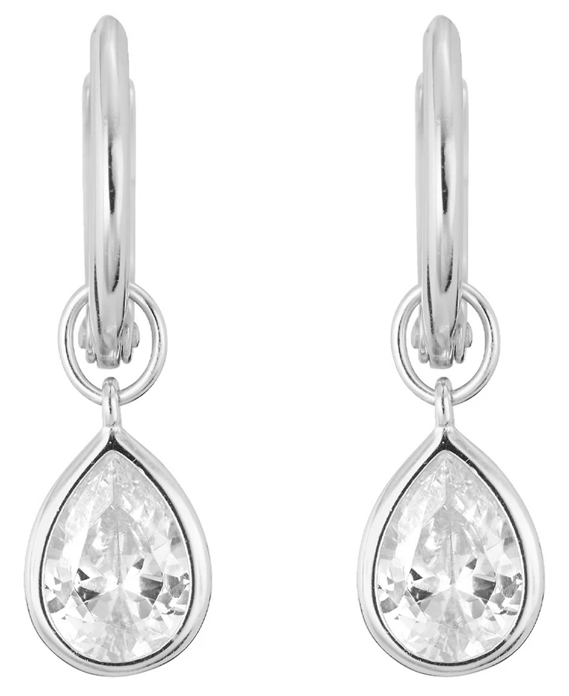 Macy's Cubic Zirconia Pear Drop Huggie Hoop Earrings
