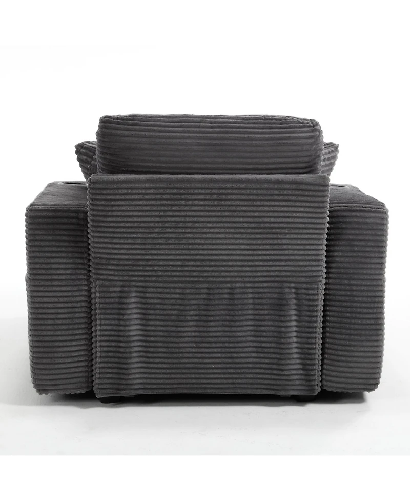 Streamdale Furniture Corduroy Chaise Lounge Sofa, Detachable Cushions, 3 Colours