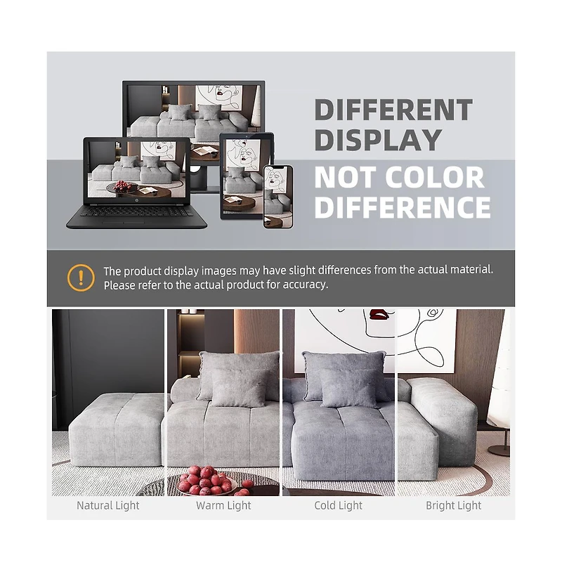 Streamdale Furniture Streamdale Modern Oversized Chenille Sectional Sofa with Ottoman & Pillows