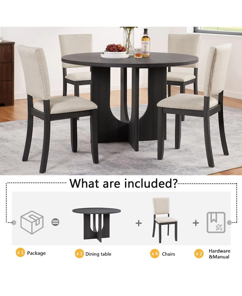 Streamdale Furniture Streamdale 47.3" Round Dining Set with 4 Chairs
