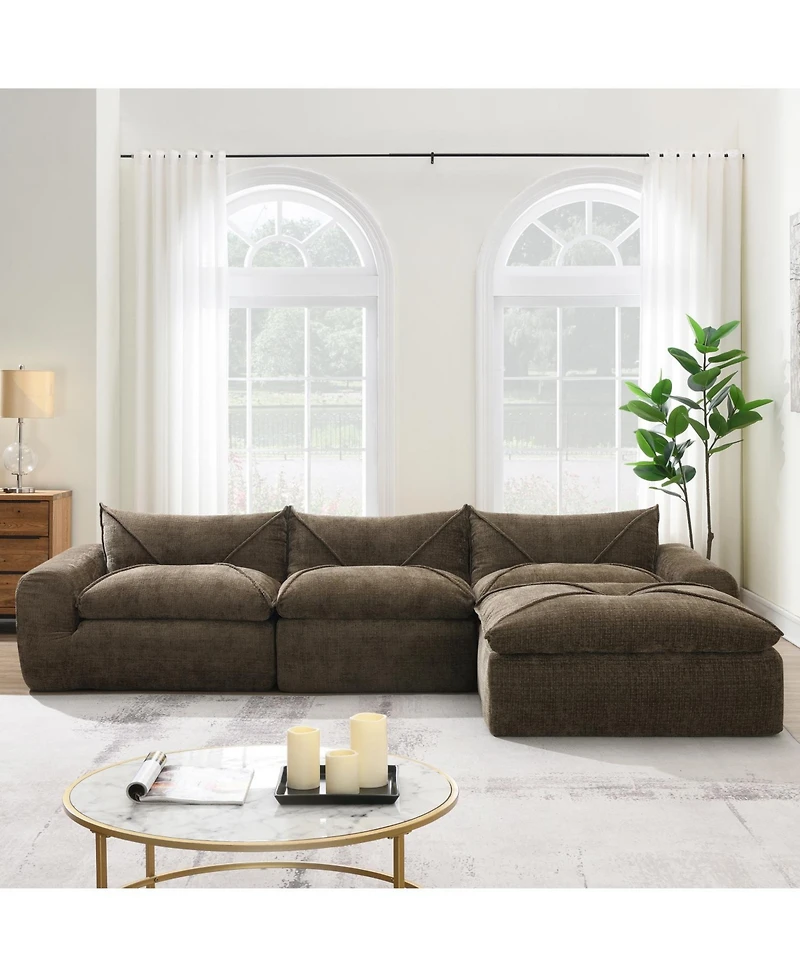Streamdale Furniture 116" Fully Compressed Sofa, High Density Foam, No Assembly, Chenille