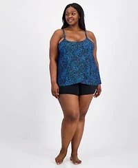 Island Escape Plus Size Cape Town Scoop Neck Tankini Top Shorts