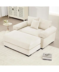Streamdale Furniture Oversized Cloud Corduroy Sectional Couch with Ottoman & Pillows
