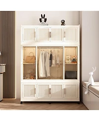 Streamdale Furniture Portable Wardrobe Closet Organizer, 12 Cubes & Hanging Rod