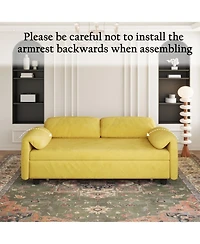 Streamdale Yellow Velvet Sofa Bed - Converts to Retractable Bed