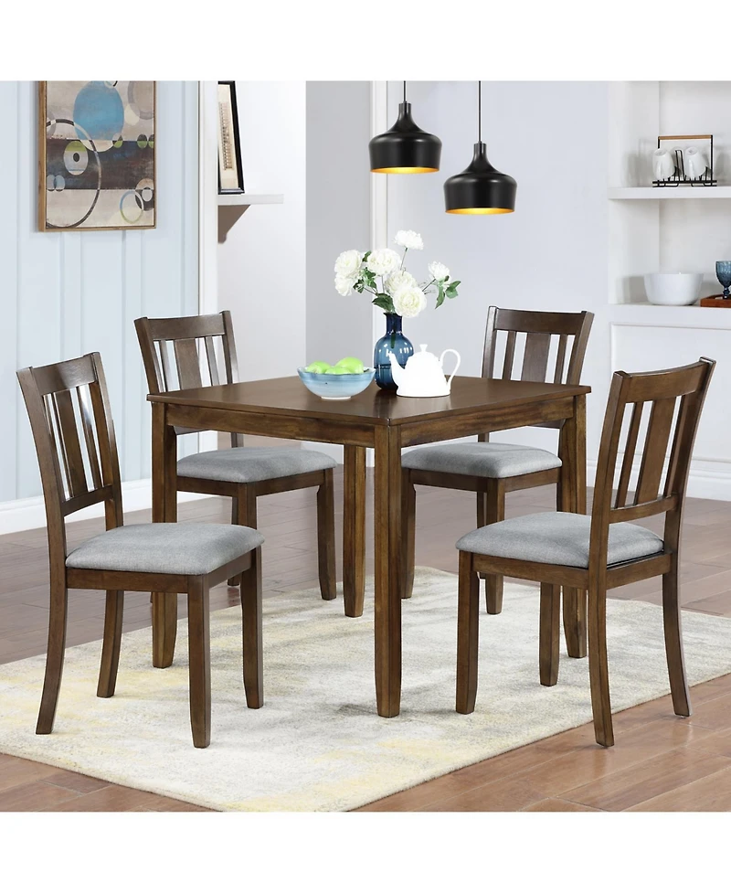 Streamdale Furniture Elegant Walnut 5-Piece Dining Table Set