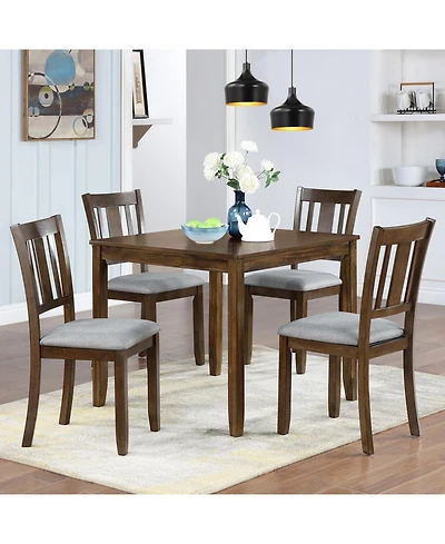 Streamdale Furniture Elegant Walnut 5-Piece Dining Table Set