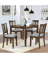 Streamdale Furniture Elegant Walnut 5-Piece Dining Table Set