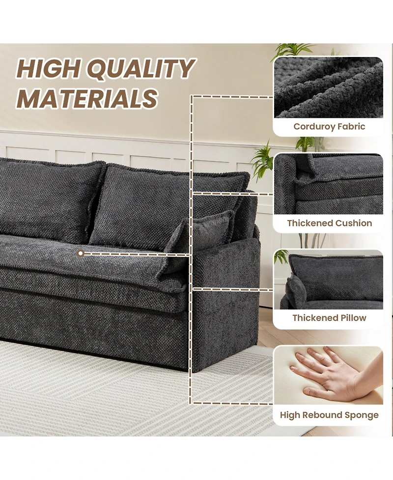 Streamdale Furniture Pull Out Sofa Bed, Corduroy Sleeper Couch w/ Storage & Usb Ports