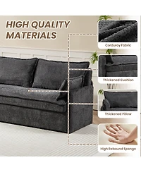 Streamdale Furniture Pull Out Sofa Bed, Corduroy Sleeper Couch w/ Storage & Usb Ports