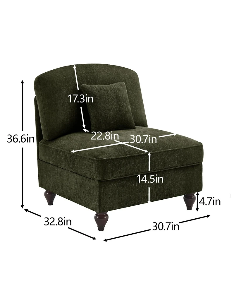 Streamdale Furniture Armless Sofa Chenille W/1 Pillow -Green