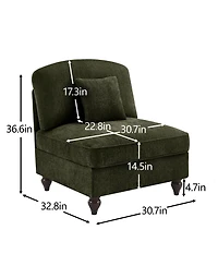 Streamdale Furniture Armless Sofa Chenille W/1 Pillow -Green