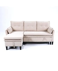 Streamdale Furniture L-Shaped Sectional Sofa w/ Storage - Beige Cotton-Linen