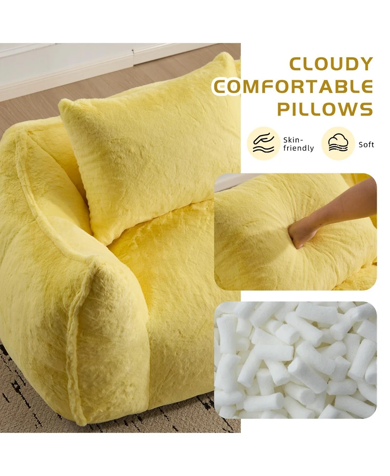 Streamdale Furniture Giant Yellow Bean Bag Couch with Pillows