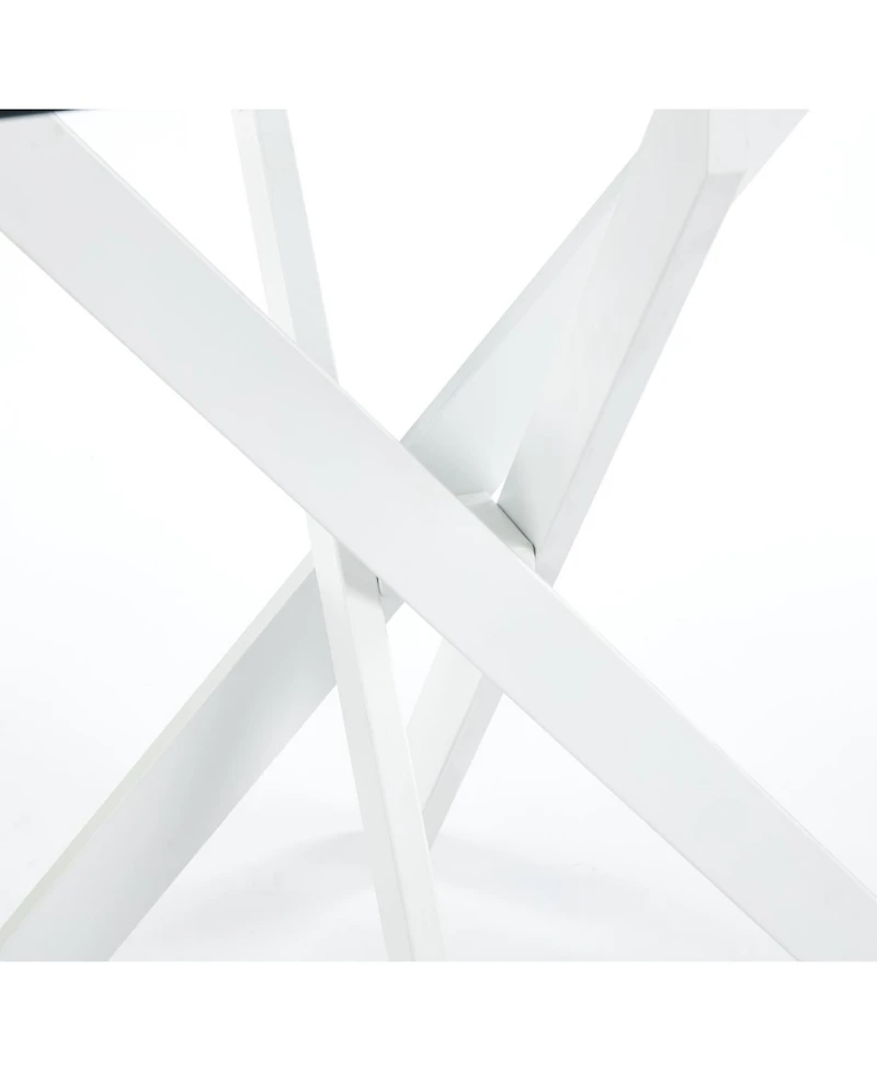 Streamdale Furniture Modern Glass Dining Table White Legs 90x90cm
