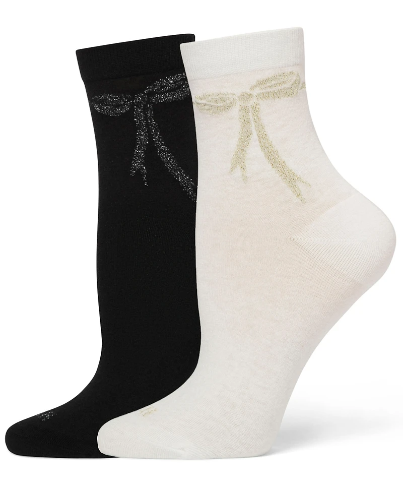 Hue Women's 2-Pack Metallic Bow Socks