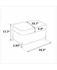 Streamdale Chenille Storage Ottoman - Black Metal Legs