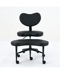 Streamdale Furniture Meditation Chair Plus - Cross Legged, Wheeled, Lumbar Support, Black Pu