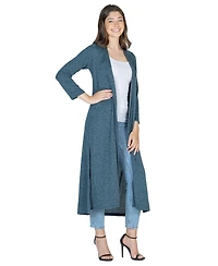 24seven Comfort Apparel Women's Knit Three Quarter Bell Sleeve Open Cardigan Sweater