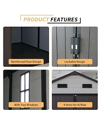 Streamdale Furniture 8x14 Resin Storage Shed w/ Windows, Aluminum Frame & Floor