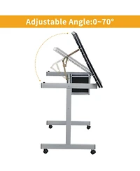 Streamdale Furniture Adjustable Art/Drafting Desk with Drawers & Wheels