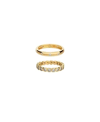 Bearfruit Jewelry 18K Gold Plated Sterling Silver Shining Elegance Ring Duo Set Holiday Gift Idea