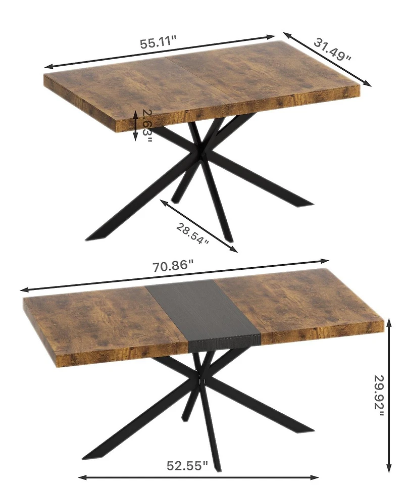 Streamdale Furniture Retro Rectangular Stretch Table Versatile, Stylish, and Space-Saving dining table