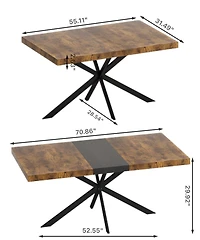 Streamdale Furniture Retro Rectangular Stretch Table Versatile, Stylish, and Space-Saving dining table