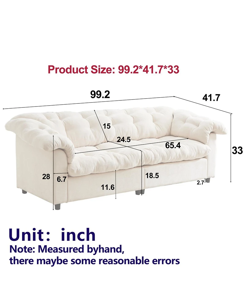 Streamdale Furniture 99" Chenille Deep Seat Sofa - Grey