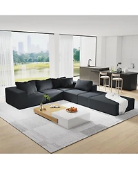 Streamdale Furniture Modern Upholstered Sectional Sofa Couch Set, 132" L-Shaped