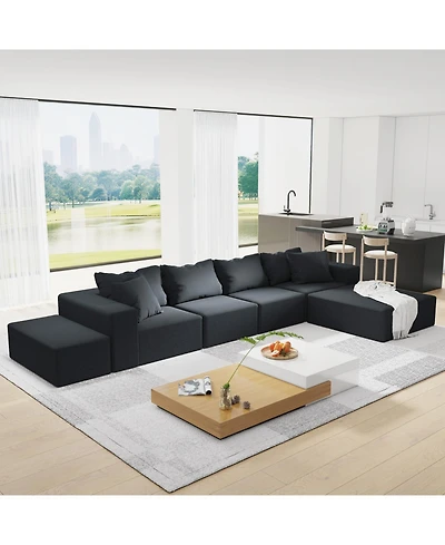 Streamdale Furniture Modern Upholstered Sectional Sofa Couch Set, 132" L-Shaped