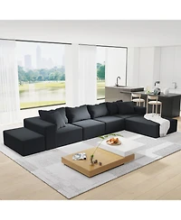 Streamdale Furniture Modern Upholstered Sectional Sofa Couch Set, 132" L-Shaped
